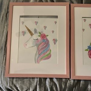 Unicorn Wall Art with Pink Frame